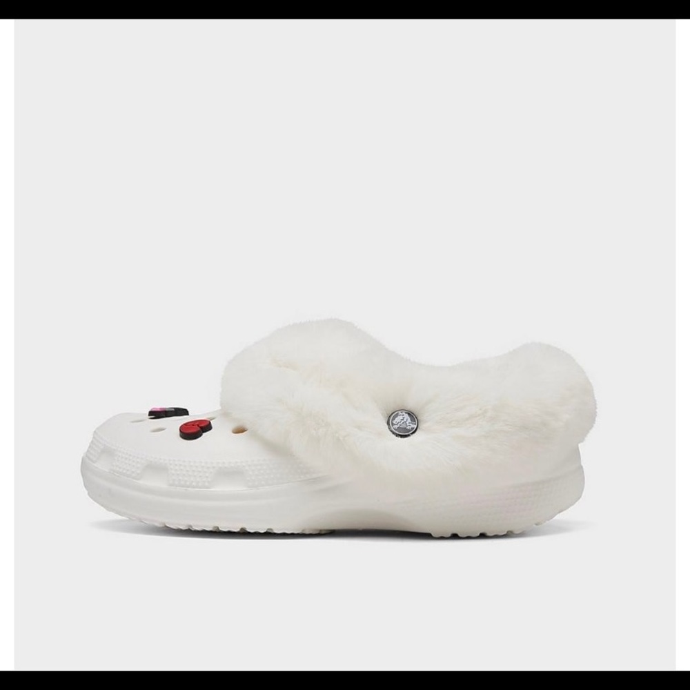 White Fur Lined Crocs